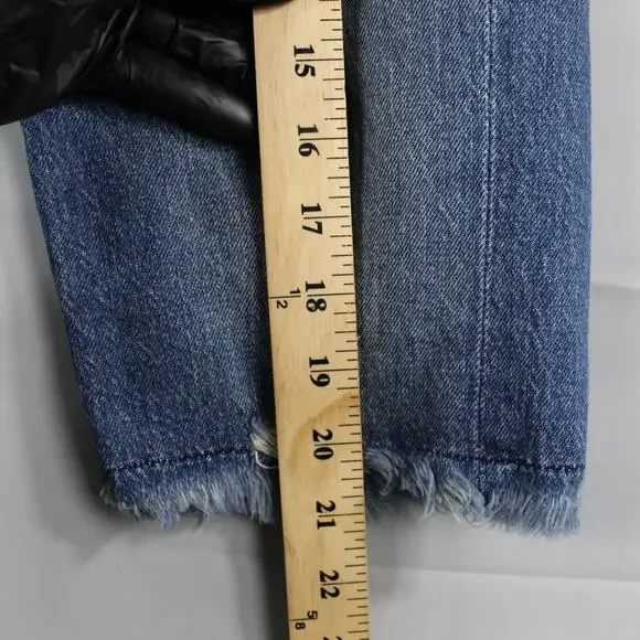 Frame Shorts Womens 24 Le Vintage Bermuda Heartbreaker Frayed Hem High Rise Blue - Picture 15 of 15